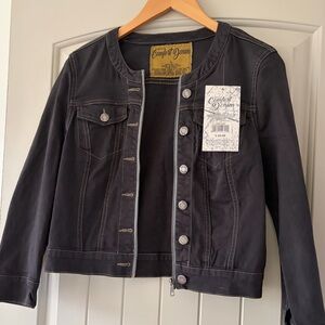 NWT Comfort Denim 100% Cotton Zip Front Jacket Dark Size Large (Fits like Small)